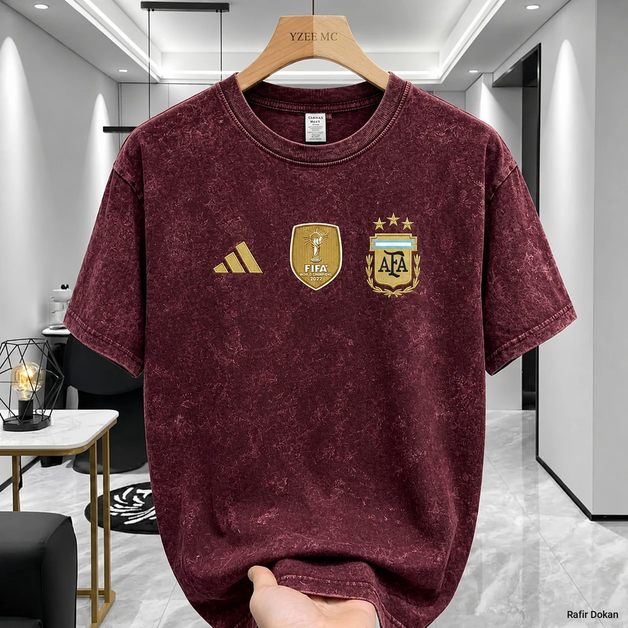 Argentina Acid Wash Drop Shoulder T-Shirt | Relaxed Fit Graphic Tee